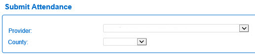 An image showing a submit attendance search page by provider and region