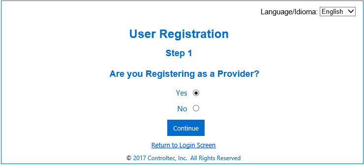 An image showing the option to register as a provider 