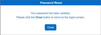 An image showing the successful password reset popup